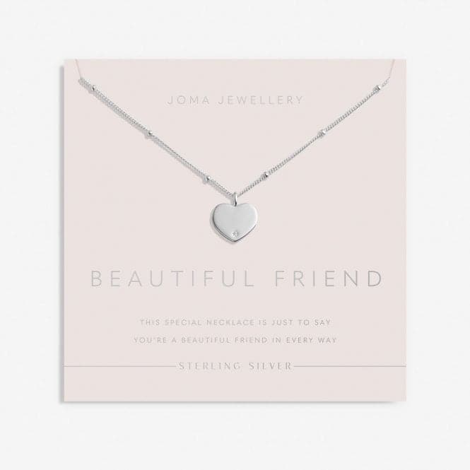 Sterling Silver Beautiful Friend Heart Zirconia 46cm + 5cm Necklace JJS0018Joma JewelleryJJS0018