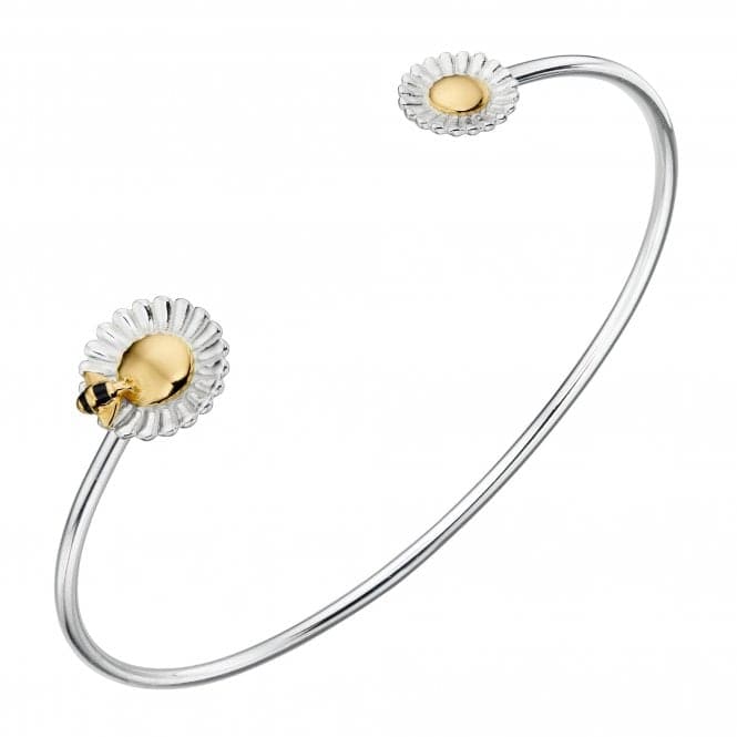 Sterling Silver Bee Flower Torque Bangle B5220BeginningsB5220