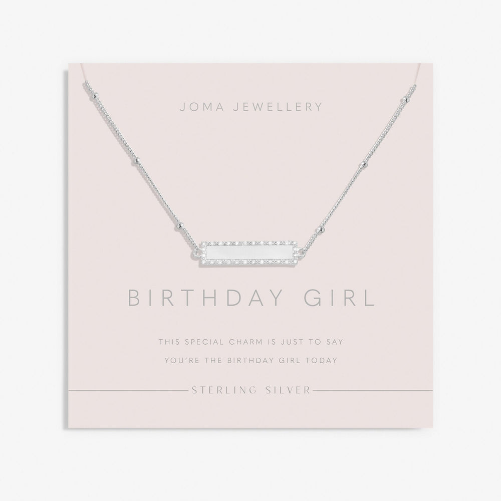 Sterling Silver Birthday Girl Pave Bar Necklace JJS0058Joma JewelleryJJS0058