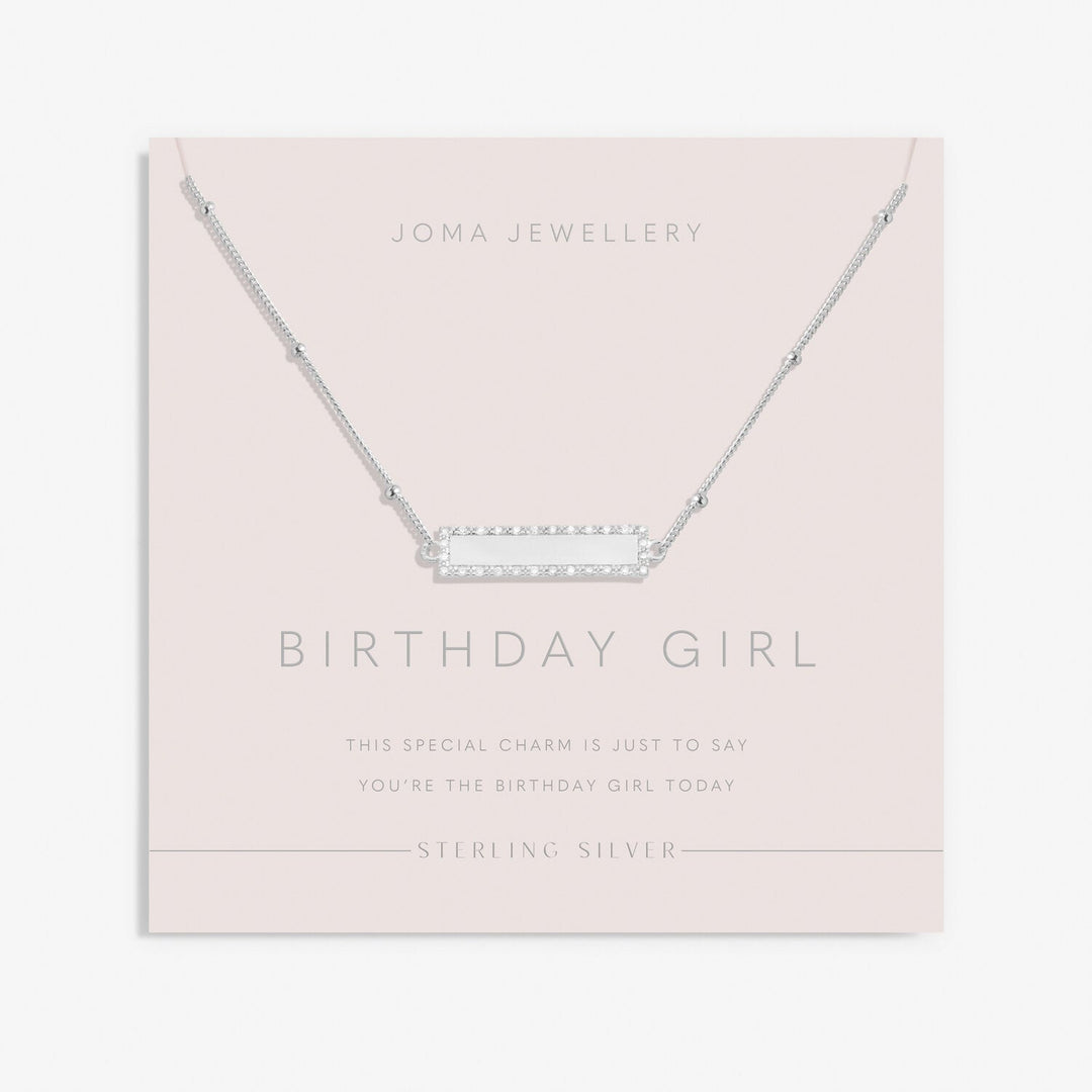 Sterling Silver Birthday Girl Pave Bar Necklace JJS0058Joma JewelleryJJS0058