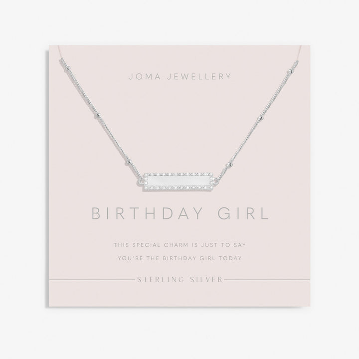 Sterling Silver Birthday Girl Pave Bar Necklace JJS0058Joma JewelleryJJS0058