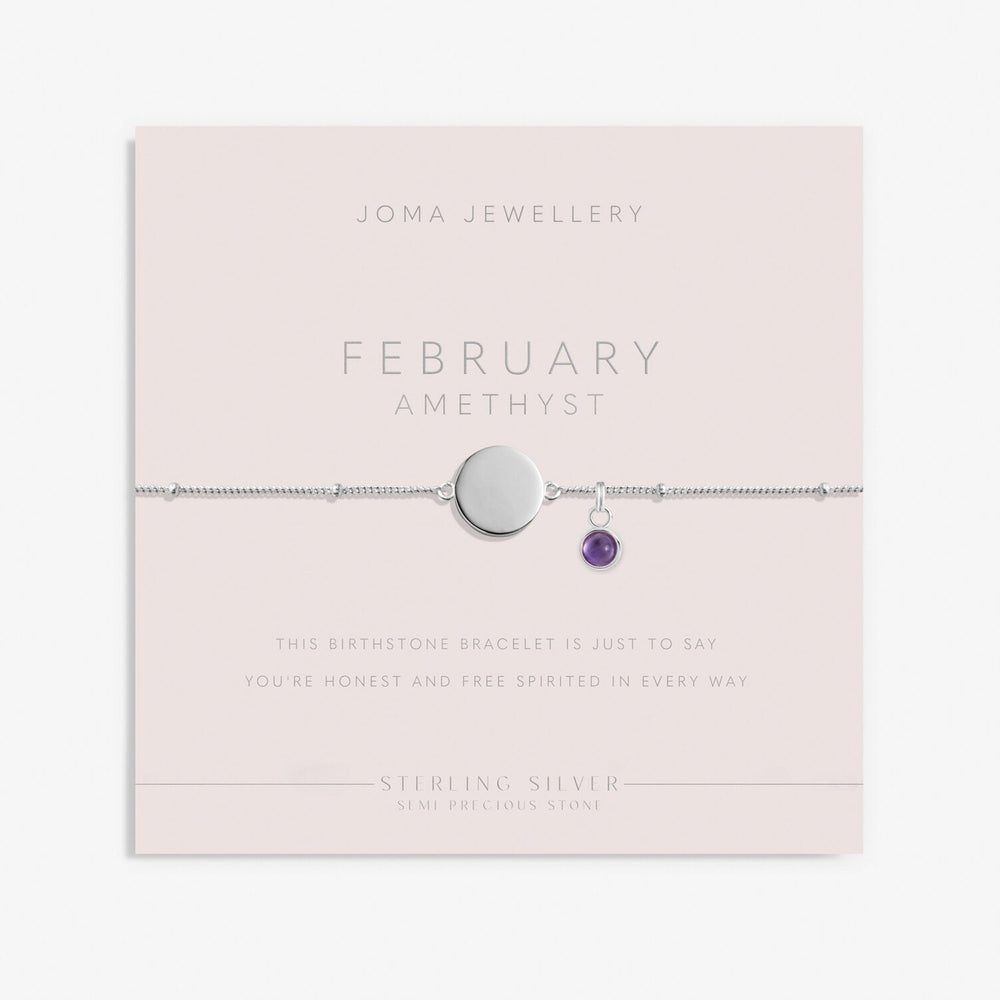 Sterling Silver Birthstone A Little February Bracelet JJS0083Joma JewelleryJJS0083