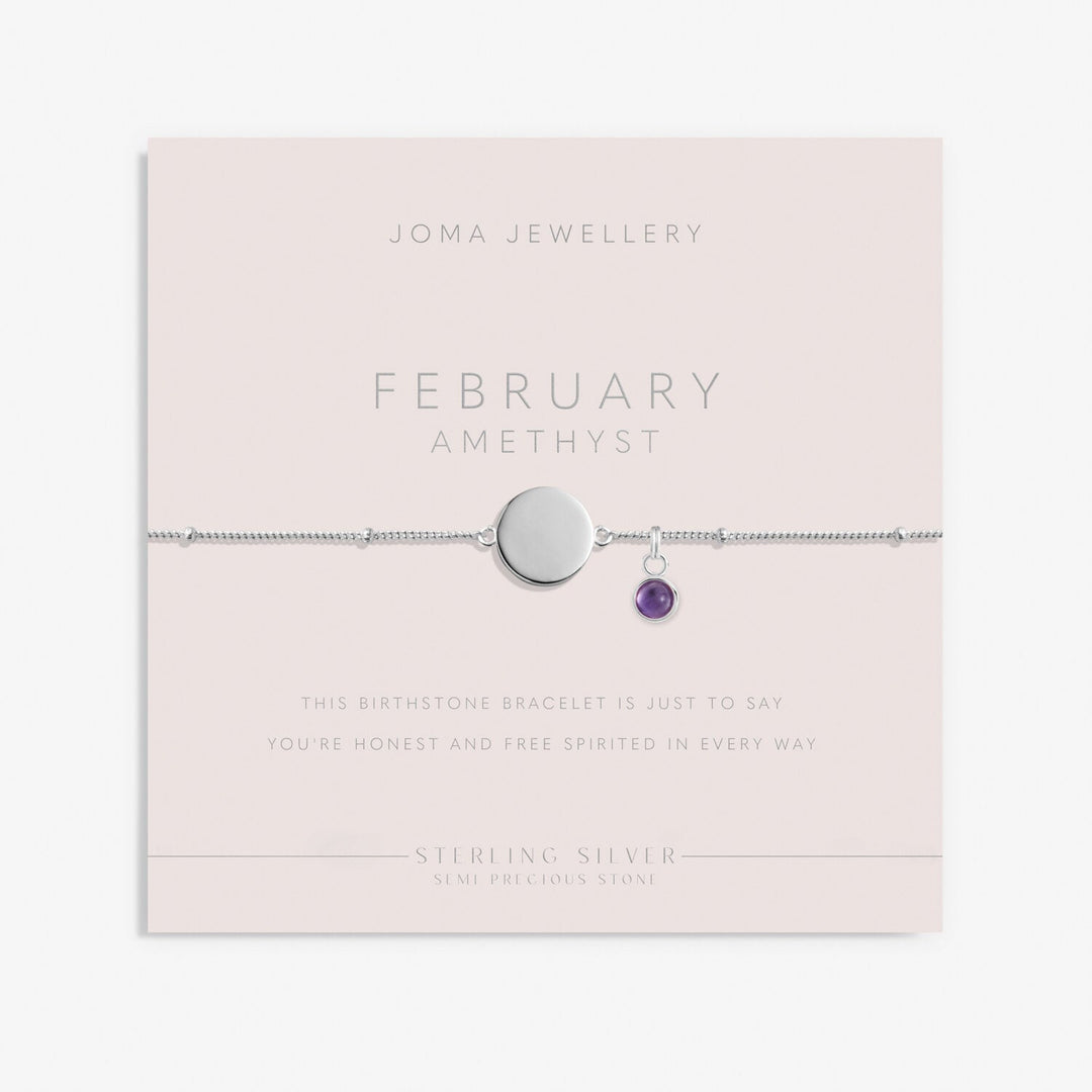 Sterling Silver Birthstone A Little February Bracelet JJS0083Joma JewelleryJJS0083