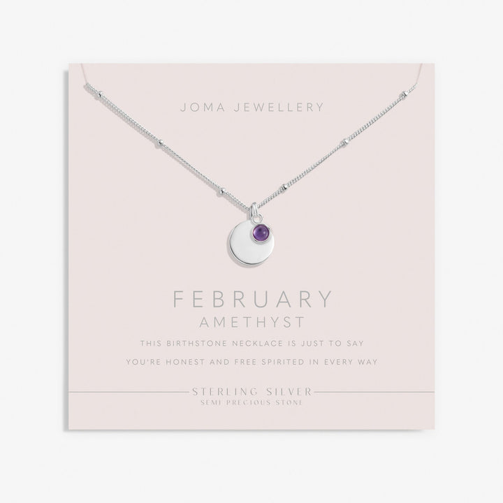 Sterling Silver Birthstone A Little February Necklace JJS0071Joma JewelleryJJS0071