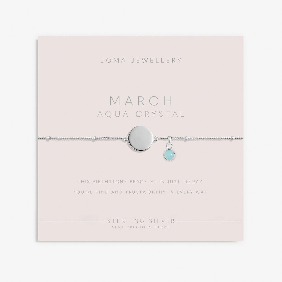 Sterling Silver Birthstone A Little March Bracelet JJS0084Joma JewelleryJJS0084