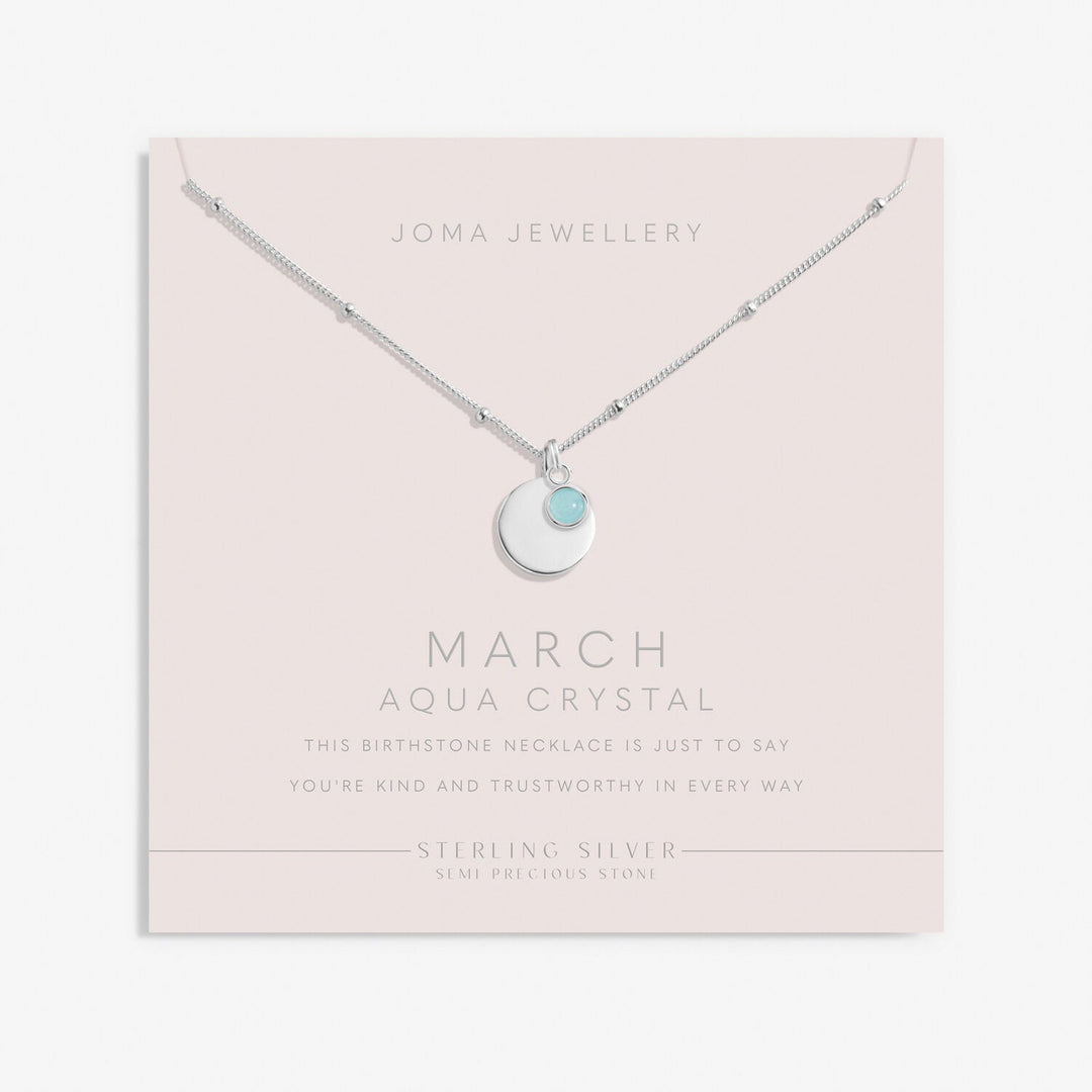 Sterling Silver Birthstone A Little March Necklace JJS0072Joma JewelleryJJS0072