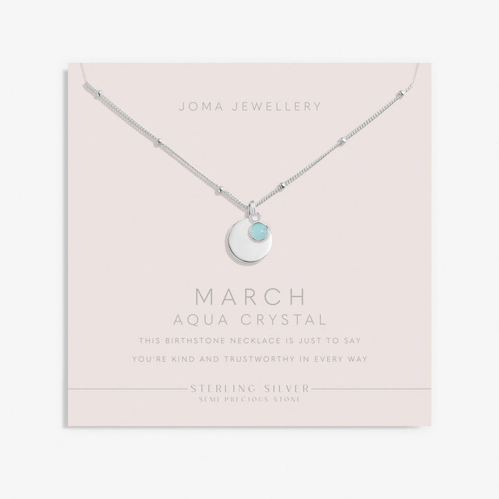 Sterling Silver Birthstone A Little March Necklace JJS0072Joma JewelleryJJS0072