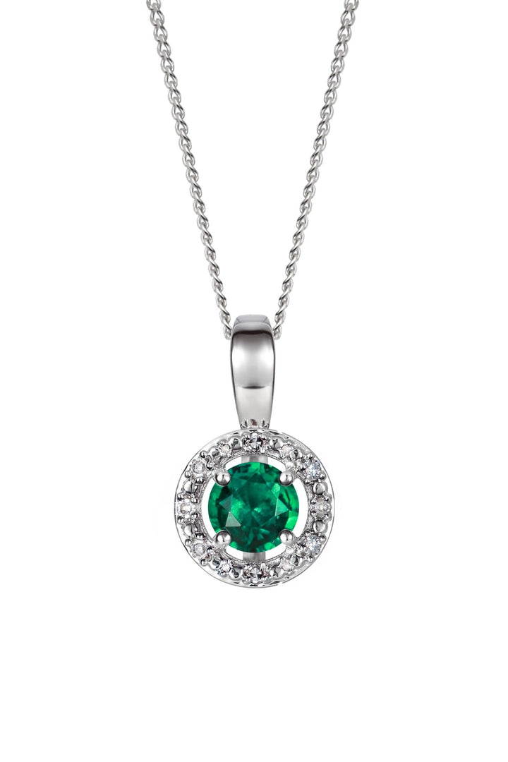 Sterling Silver Birthstone and Diamond Pendant NecklaceThe Fine CollectiveBA0072077 - AQDI