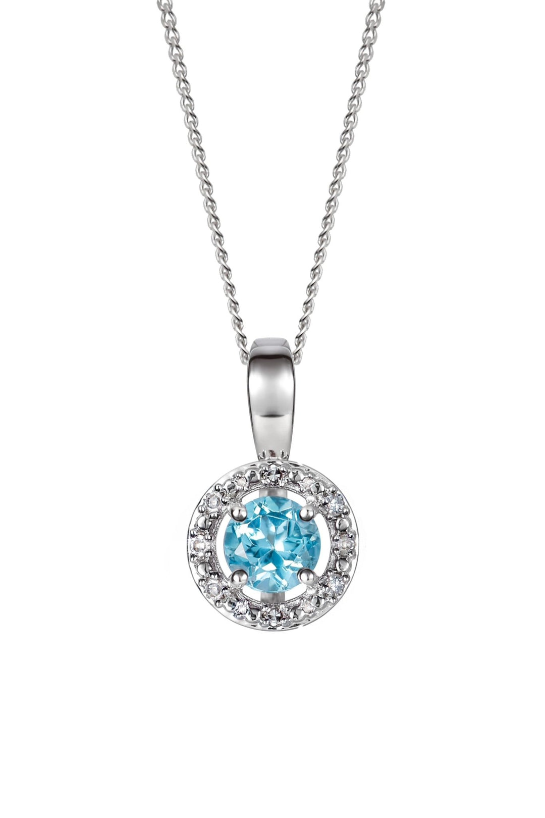 Sterling Silver Birthstone and Diamond Pendant NecklaceThe Fine CollectiveBA0072077 - BTDI