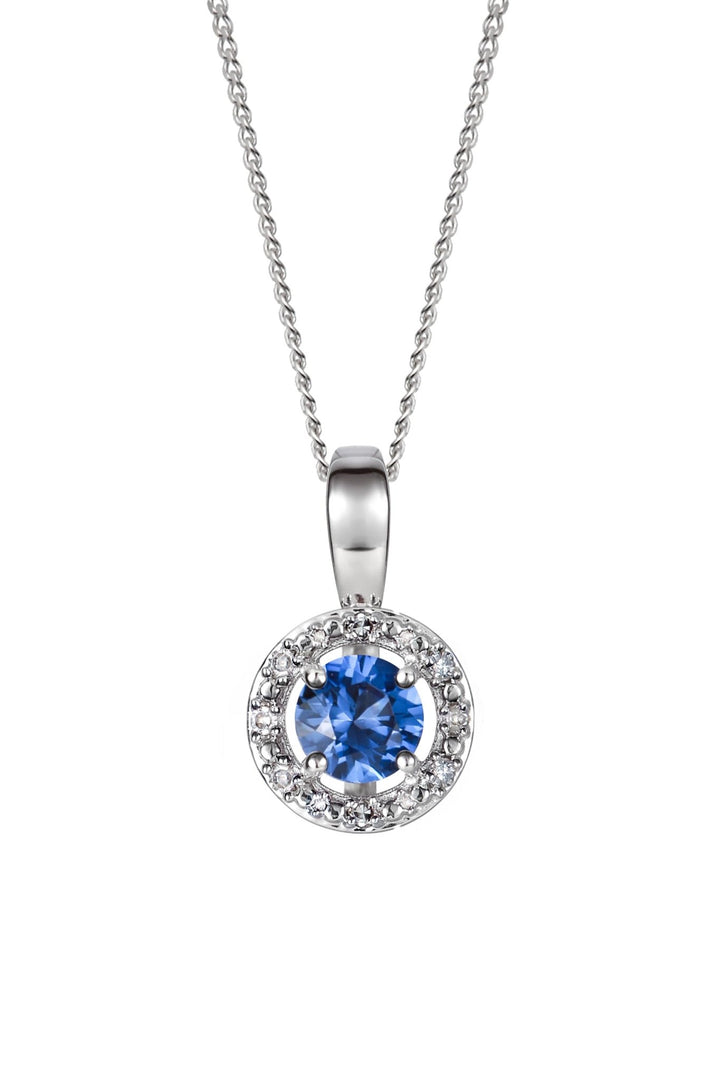 Sterling Silver Birthstone and Diamond Pendant NecklaceThe Fine CollectiveBA0072077 - TZDI - CT