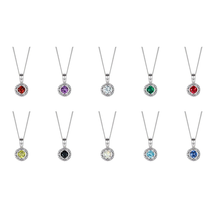 Sterling Silver Birthstone and Diamond Pendant NecklaceThe Fine CollectiveBA0072077 - GRDI