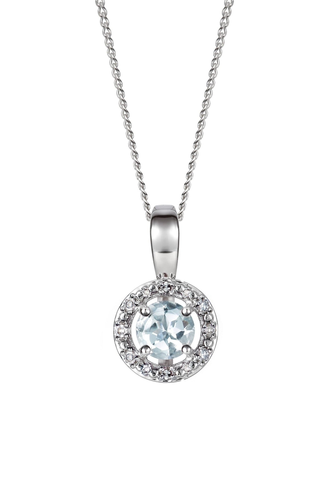 Sterling Silver Birthstone and Diamond Pendant NecklaceThe Fine CollectiveBA0072077 - AQDI