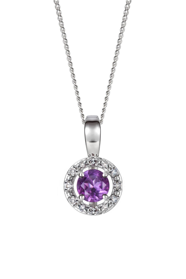 Sterling Silver Birthstone and Diamond Pendant NecklaceThe Fine CollectiveBA0072077 - AMDI