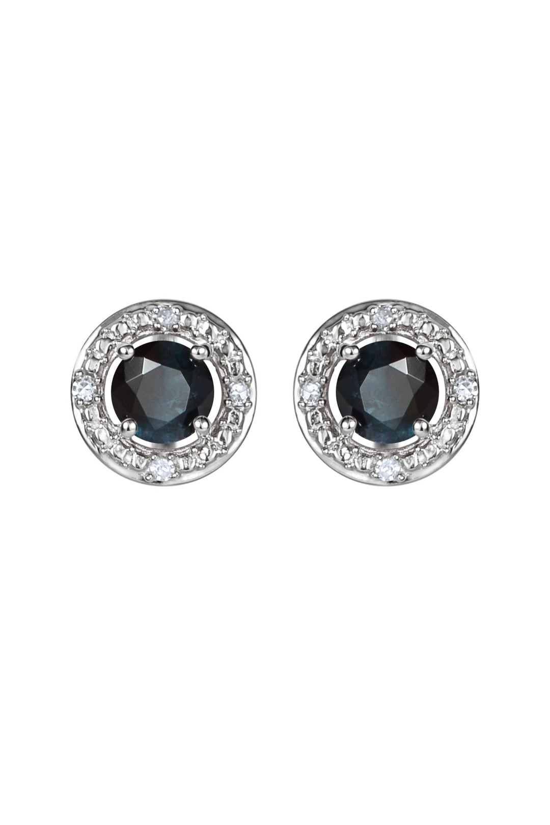 Sterling Silver Birthstone and Diamond Stud EarringsThe Fine CollectiveBA0072076 - BSDI