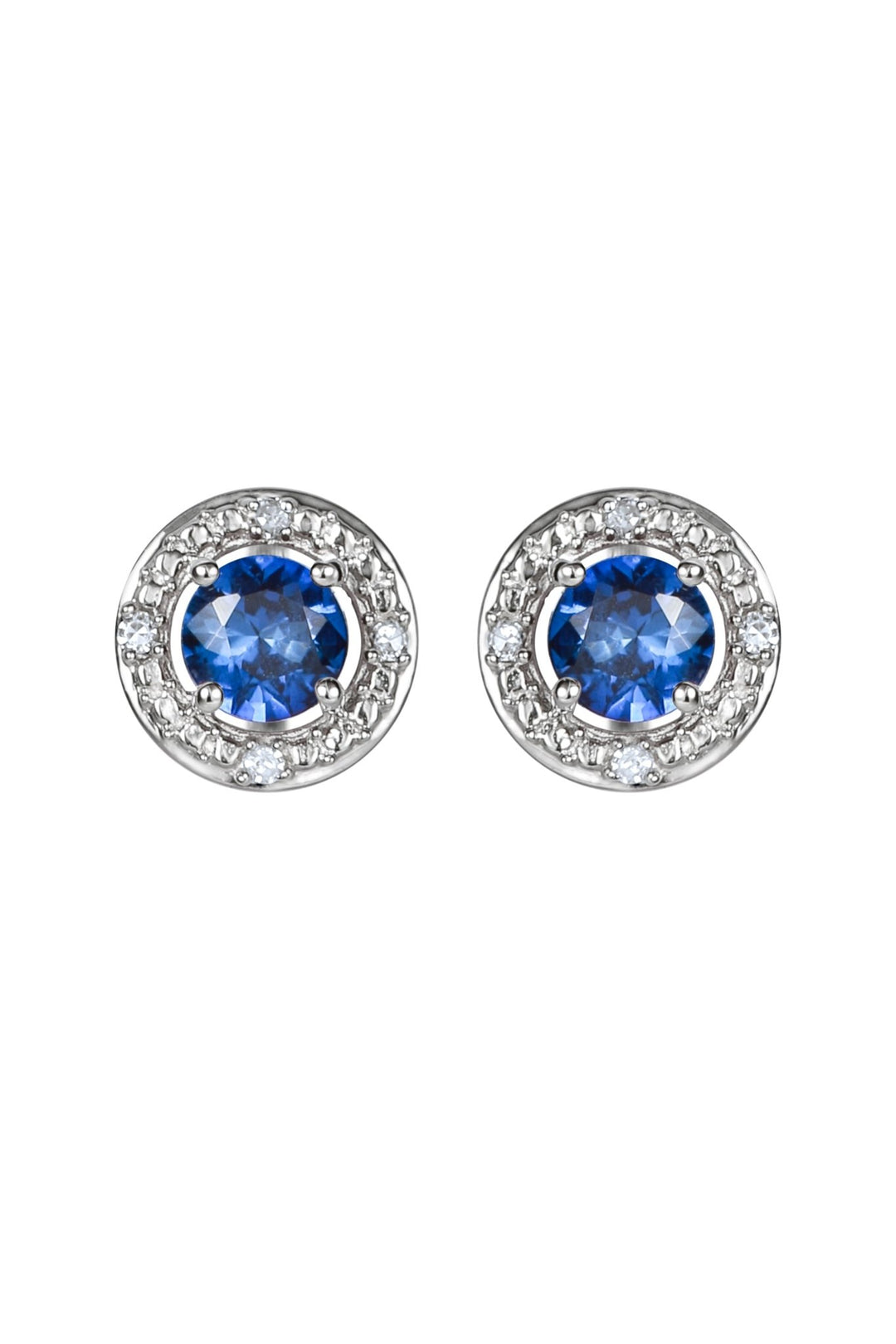 Sterling Silver Birthstone and Diamond Stud EarringsThe Fine CollectiveBA0072076 - TZDI - CT