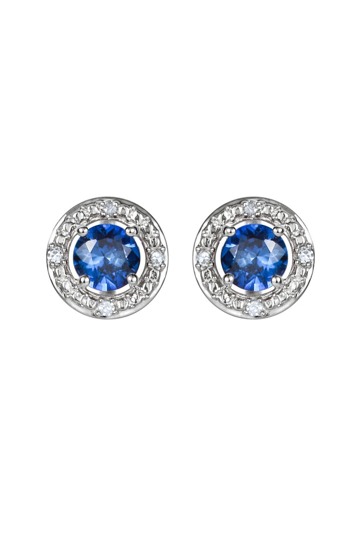 Sterling Silver Birthstone and Diamond Stud EarringsThe Fine CollectiveBA0072076 - TZDI - CT