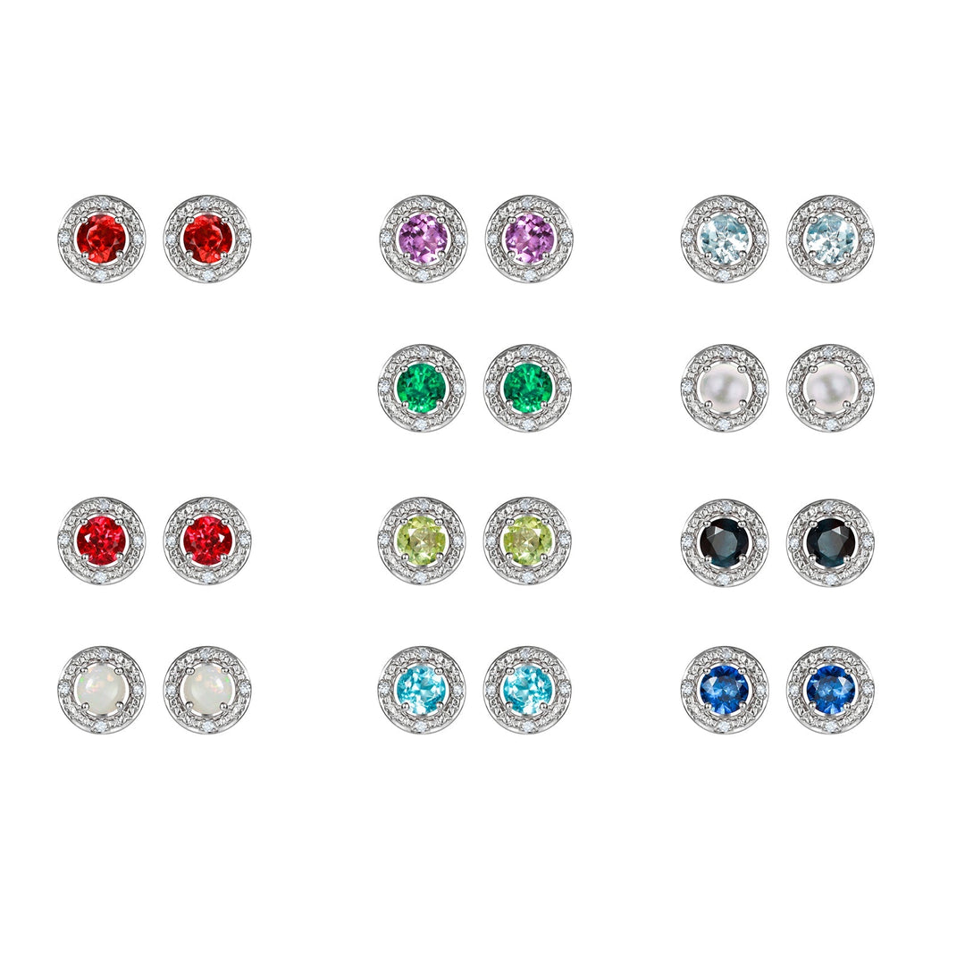 Sterling Silver Birthstone and Diamond Stud EarringsThe Fine CollectiveBA0072076 - GRDI