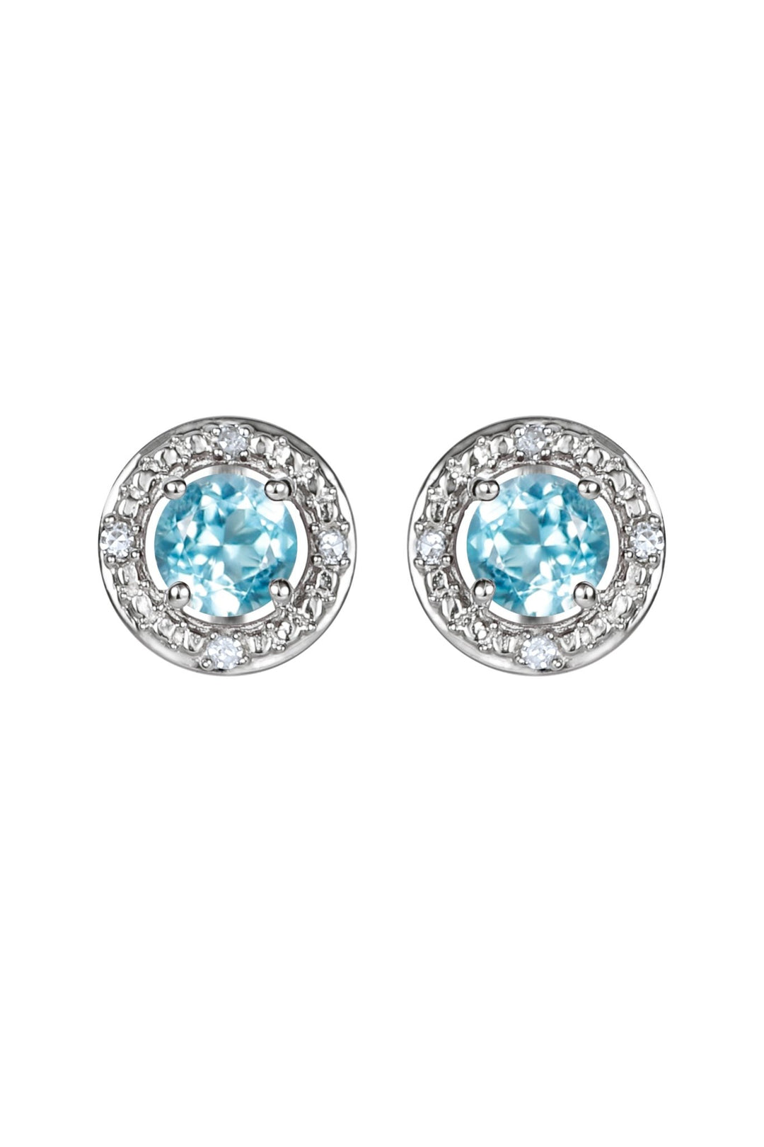 Sterling Silver Birthstone and Diamond Stud EarringsThe Fine CollectiveBA0072076 - BTDI