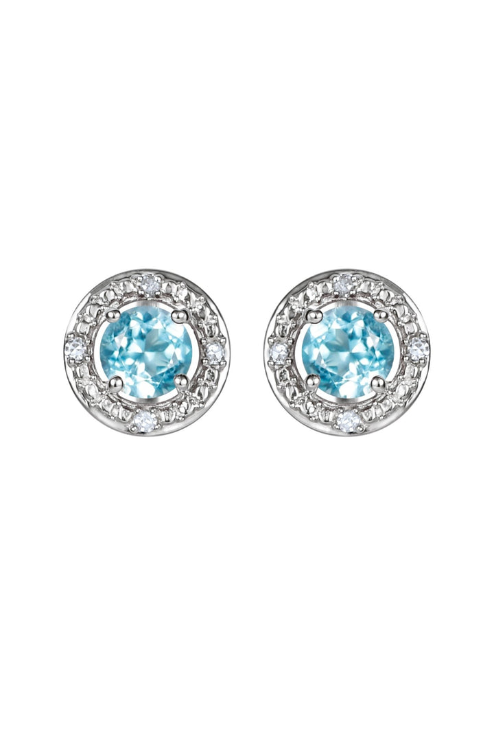 Sterling Silver Birthstone and Diamond Stud EarringsThe Fine CollectiveBA0072076 - BTDI