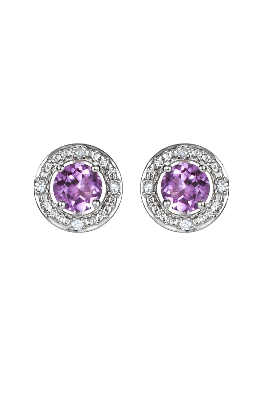 Sterling Silver Birthstone and Diamond Stud EarringsThe Fine CollectiveBA0072076 - AMDI