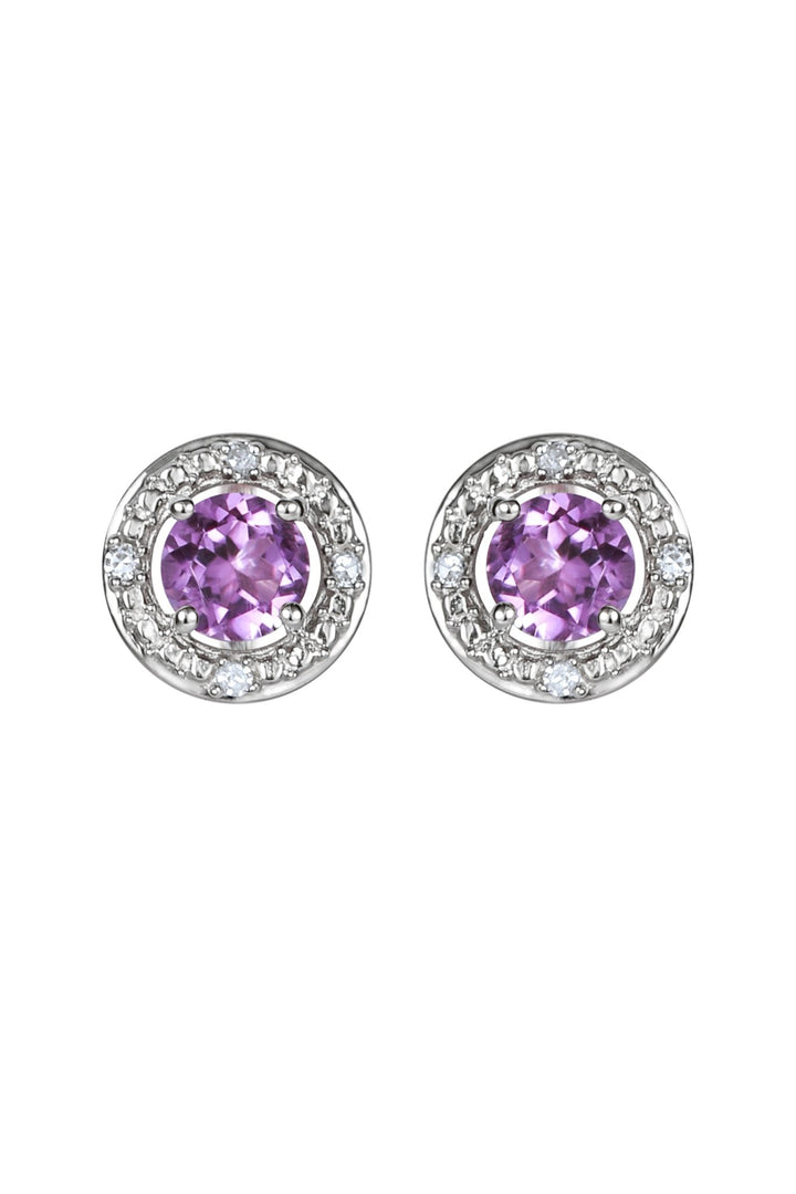 Sterling Silver Birthstone and Diamond Stud EarringsThe Fine CollectiveBA0072076 - AMDI