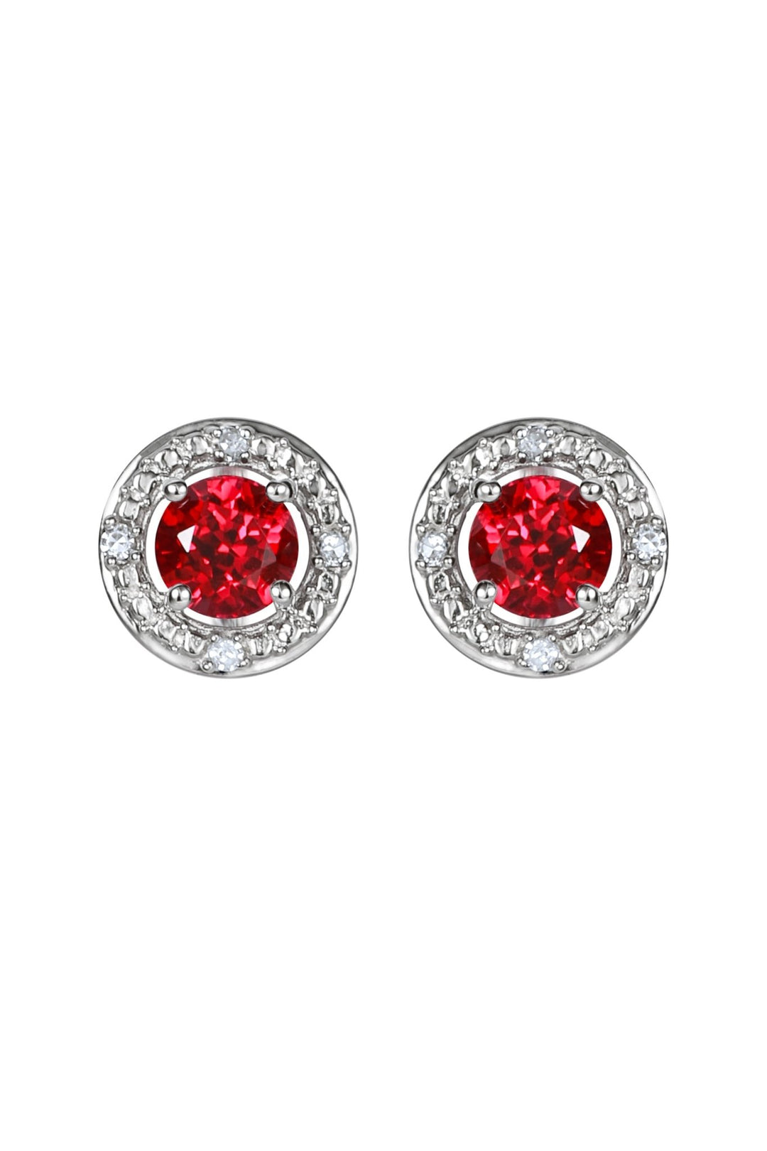 Sterling Silver Birthstone and Diamond Stud EarringsThe Fine CollectiveBA0072076 - CRUD