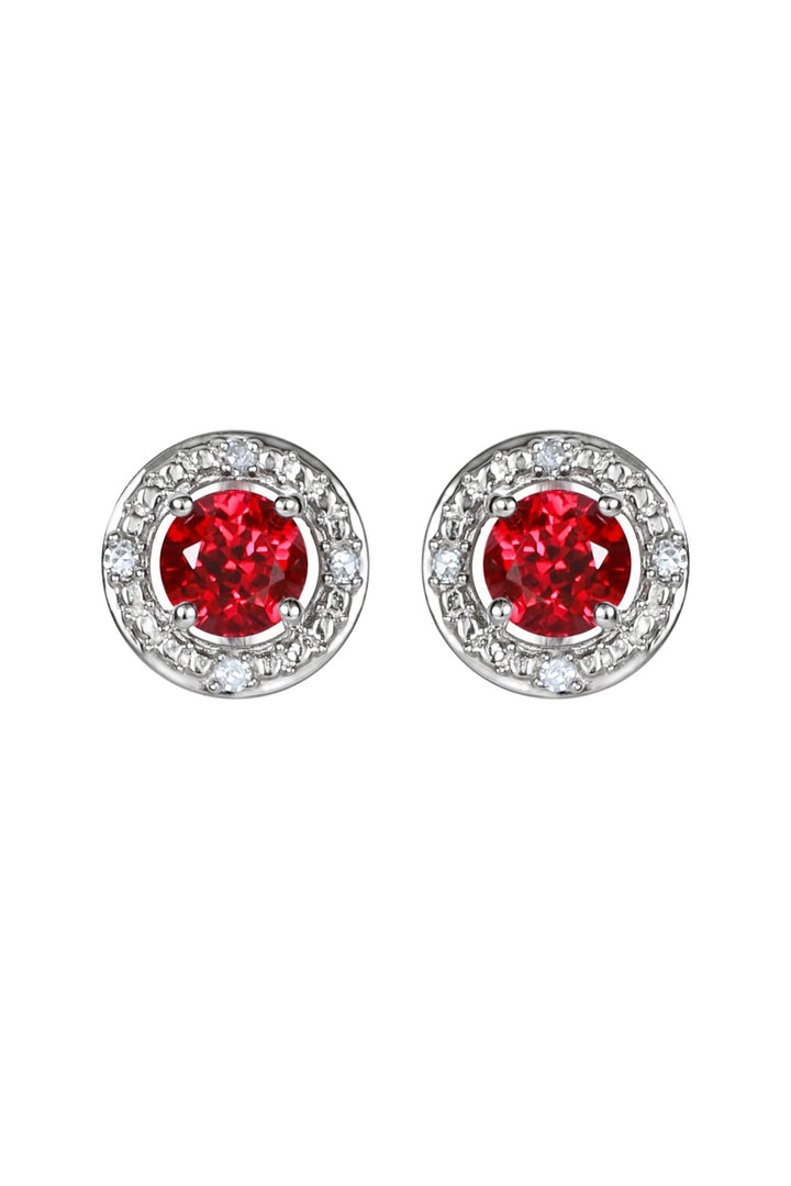 Sterling Silver Birthstone and Diamond Stud EarringsThe Fine CollectiveBA0072076 - CRUD