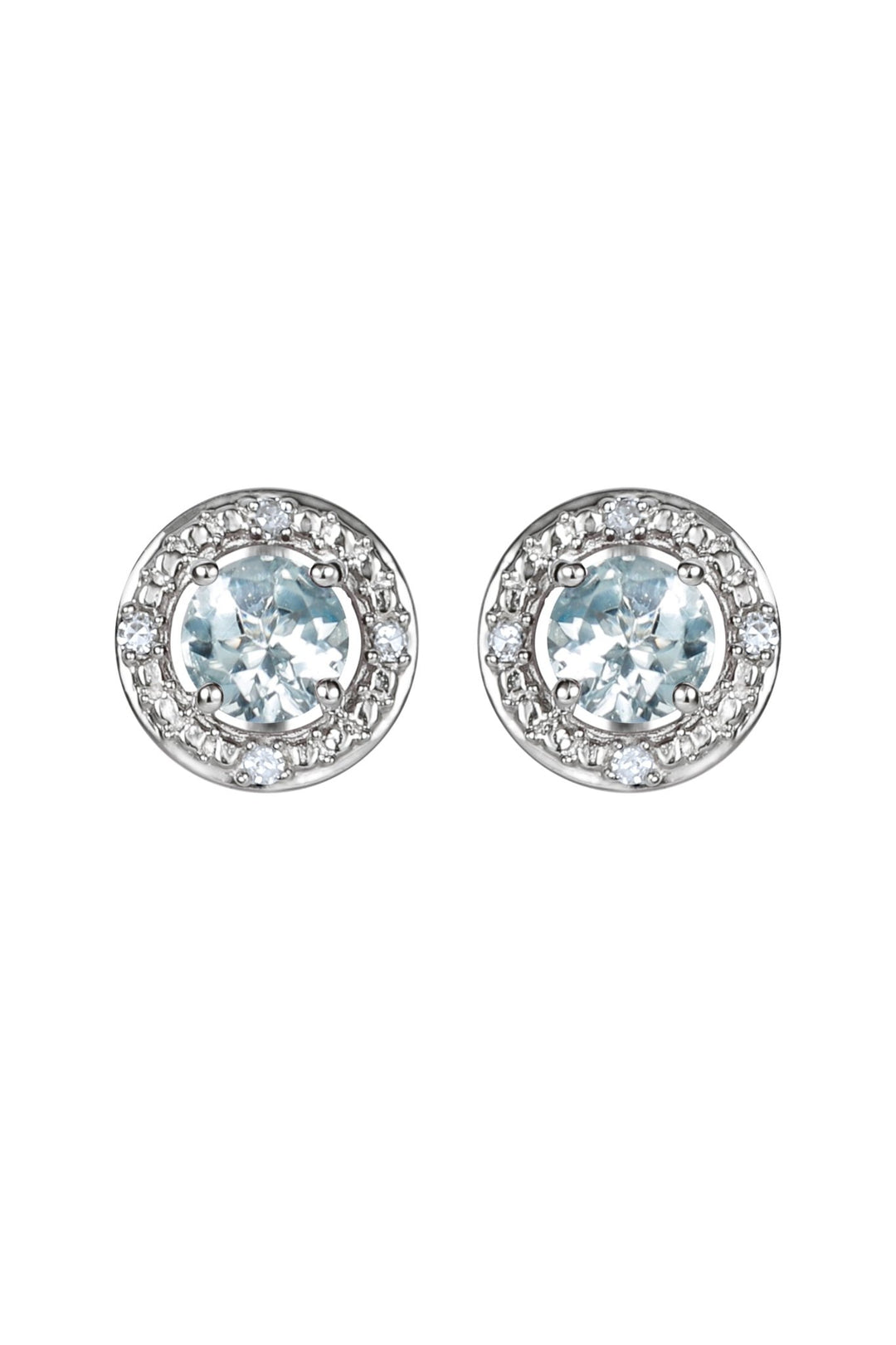 Sterling Silver Birthstone and Diamond Stud EarringsThe Fine CollectiveBA0072076 - AQDI