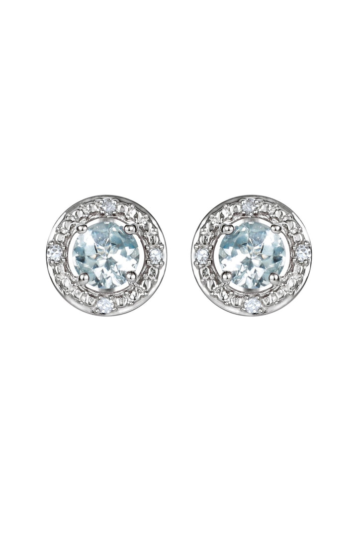 Sterling Silver Birthstone and Diamond Stud EarringsThe Fine CollectiveBA0072076 - AQDI