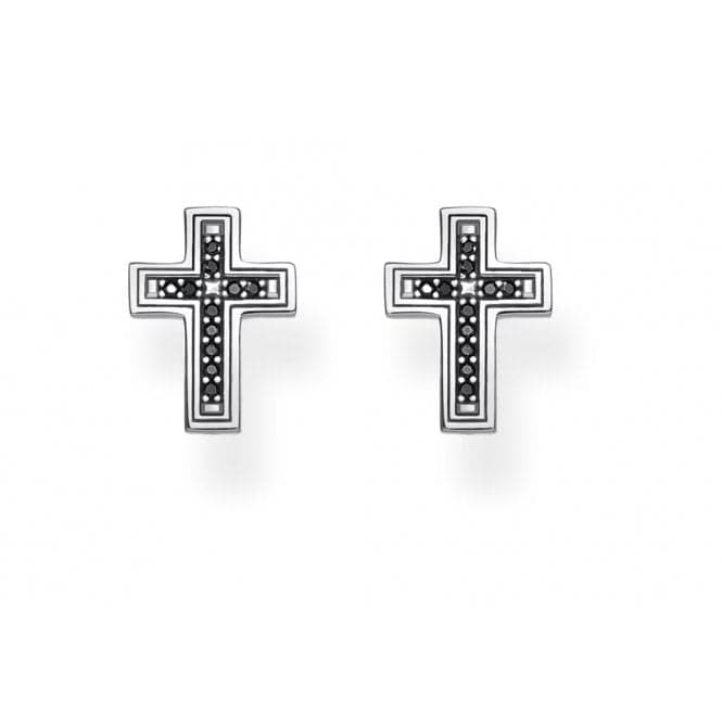 Sterling Silver Black Cross Ear Studs H2112 - 643 - 11Thomas Sabo Sterling SilverH2112 - 643 - 11