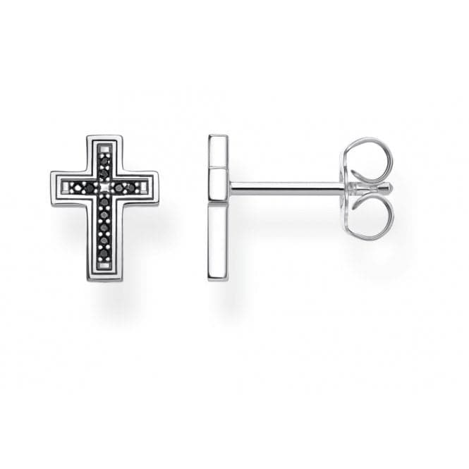 Sterling Silver Black Cross Ear Studs H2112 - 643 - 11Thomas Sabo Sterling SilverH2112 - 643 - 11