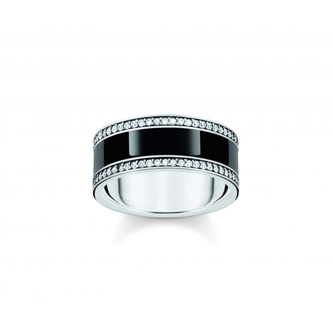 Sterling Silver Black Enamel And Zirconia Band Ring TR2446 - 691 - 11Thomas Sabo Sterling SilverTR2446 - 691 - 11 - 48