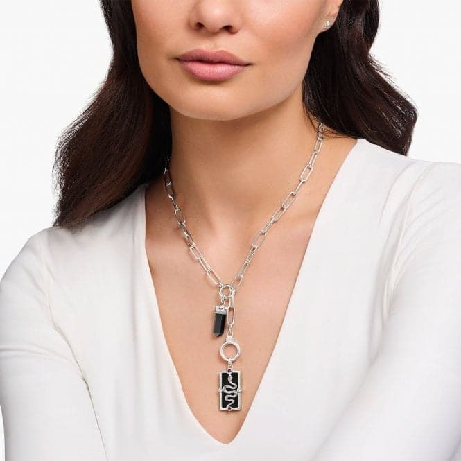 Sterling Silver Black Enamel With Stone Snake Pendant PE958 - 473 - 7Thomas Sabo Sterling SilverPE958 - 473 - 7