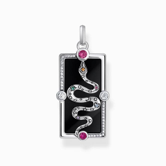 Sterling Silver Black Enamel With Stone Snake Pendant PE958 - 473 - 7Thomas Sabo Sterling SilverPE958 - 473 - 7