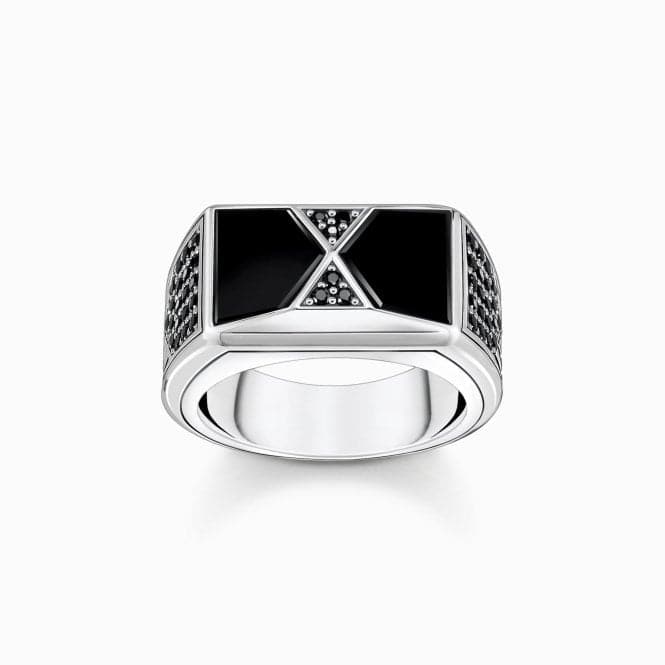 Sterling Silver Black Onyx with Black Stones Ring TR2430 - 508 - 11Thomas Sabo Sterling SilverTR2430 - 508 - 11 - 68