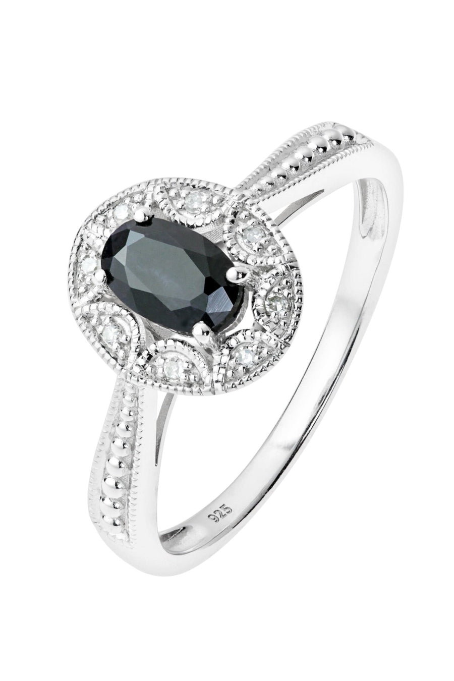 Sterling Silver Black Sapphire and Diamond Vintage RingThe Fine CollectiveBA0059276 - L