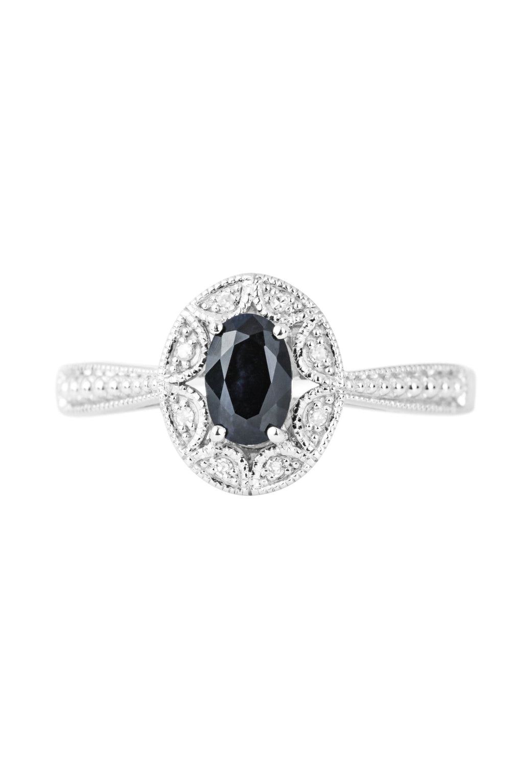 Sterling Silver Black Sapphire and Diamond Vintage RingThe Fine CollectiveBA0059276 - L