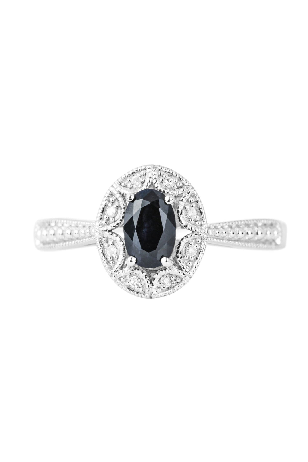 Sterling Silver Black Sapphire and Diamond Vintage RingThe Fine CollectiveBA0059276 - L