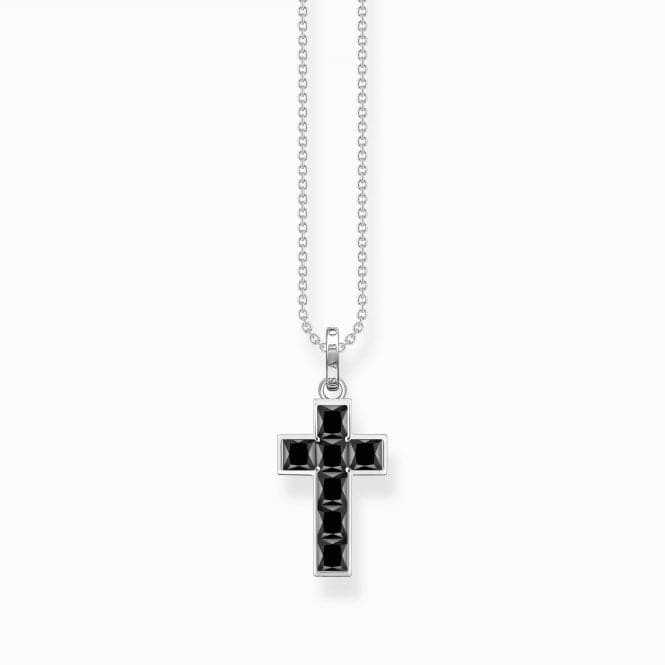 Sterling Silver Black Stones Cross Necklace KE2166 - 643 - 11Thomas Sabo Sterling SilverKE2166 - 643 - 11