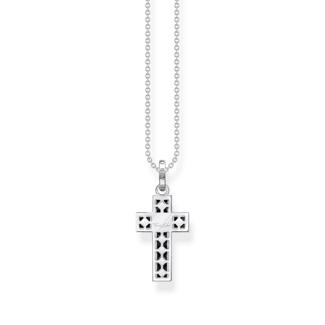 Sterling Silver Black Stones Cross Necklace KE2166 - 643 - 11Thomas Sabo Sterling SilverKE2166 - 643 - 11