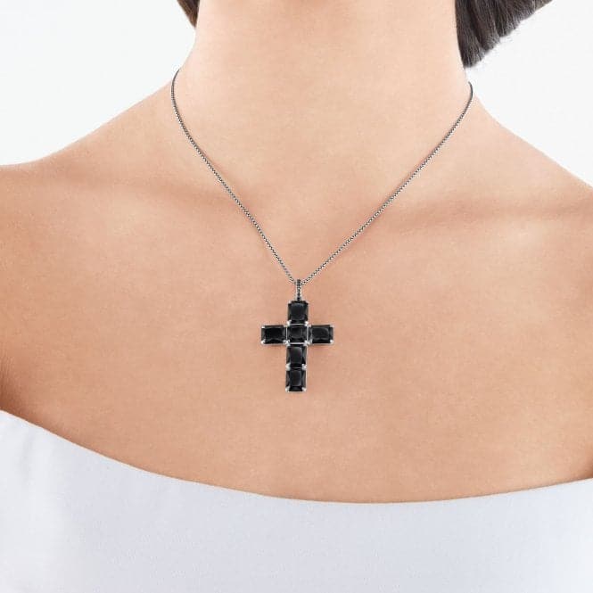 Sterling Silver Black Stones Cross Pendant PE922 - 641 - 11Thomas Sabo Sterling SilverPE922 - 641 - 11