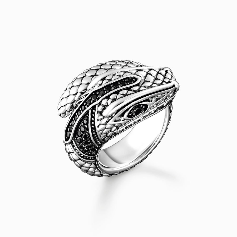 Sterling Silver Black Stones Snake Ring TR1964 - 643 - 11Thomas Sabo Sterling SilverTR1964 - 643 - 11 - 54