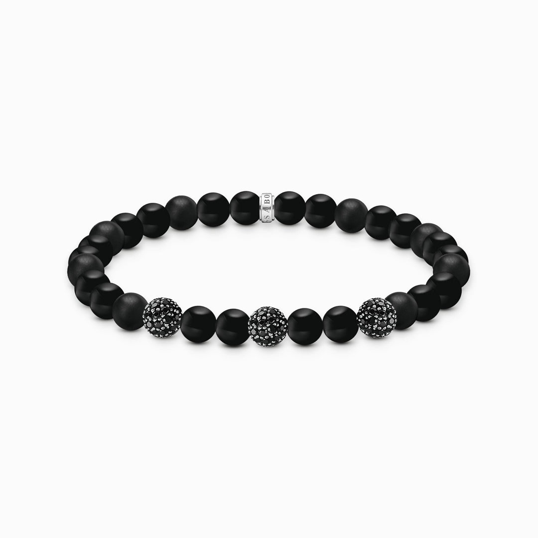 Sterling Silver Black Zirconia Obsidian Beaded Bracelet A2195 - 705 - 11Thomas Sabo Sterling SilverA2195 - 705 - 11 - L17