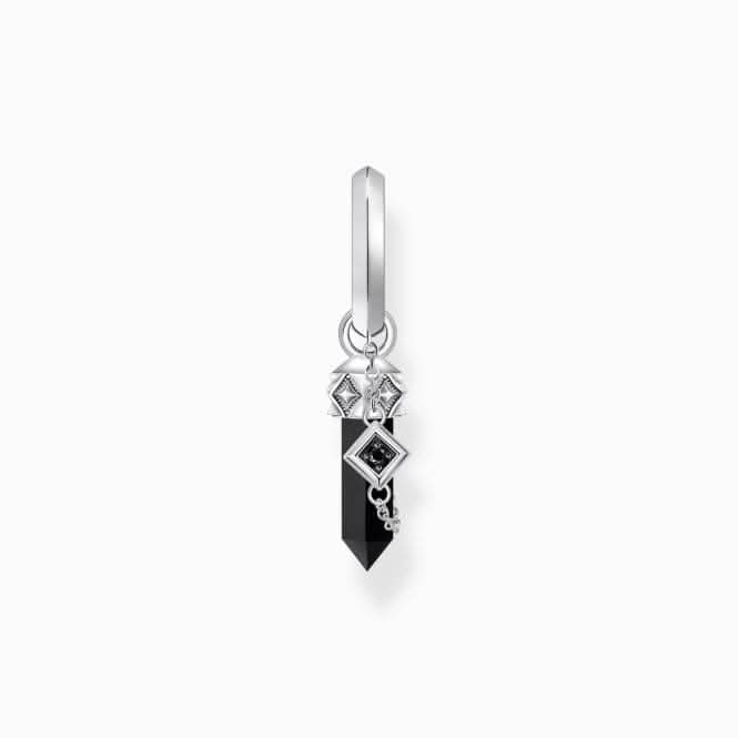 Sterling Silver Blackened Onyx Pendant Single Hoop Earring CR724 - 641 - 11Thomas Sabo Sterling SilverCR724 - 641 - 11