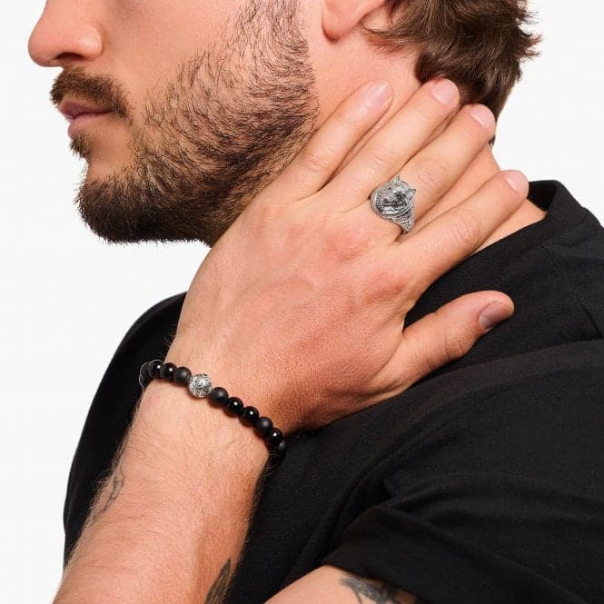 Sterling Silver Blackened Wolf's Face With Stones Signet Ring TR2452 - 643 - 21Thomas Sabo Sterling SilverTR2452 - 643 - 21 - 68