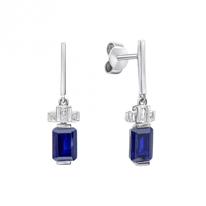 Sterling Silver Blue and Clear Cubic Zirconia Earrings E6409DiamonfireE6409