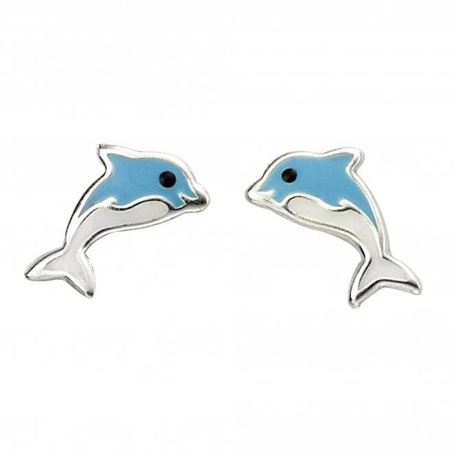 Sterling Silver Blue Dolphin Stud Earrings A2057BeginningsA2057
