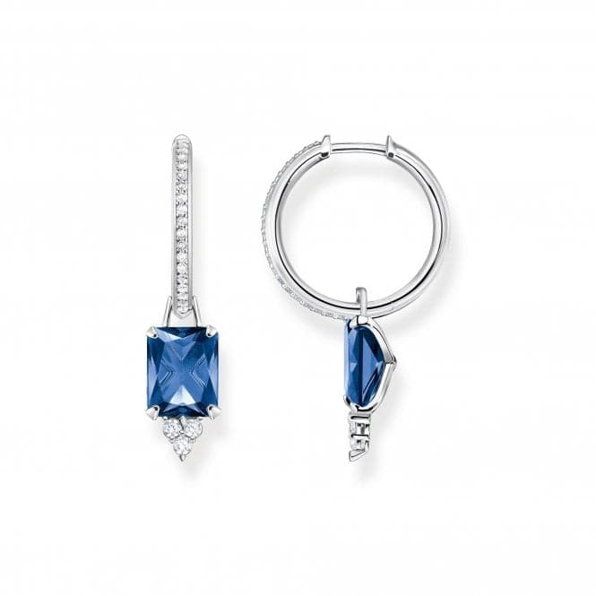 Sterling Silver Blue Stone Hoop Earrings CR684 - 166 - 1Thomas Sabo Sterling SilverCR684 - 166 - 1