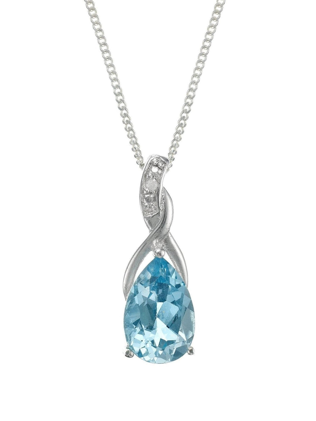 Sterling Silver Blue Topaz and Diamond Pendant NecklaceThe Fine CollectiveBA0017685