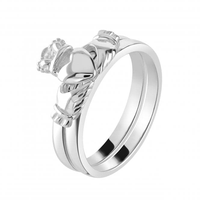 Sterling Silver Claddagh Two Piece Stacking Ring 2383HPDew2383HPJ